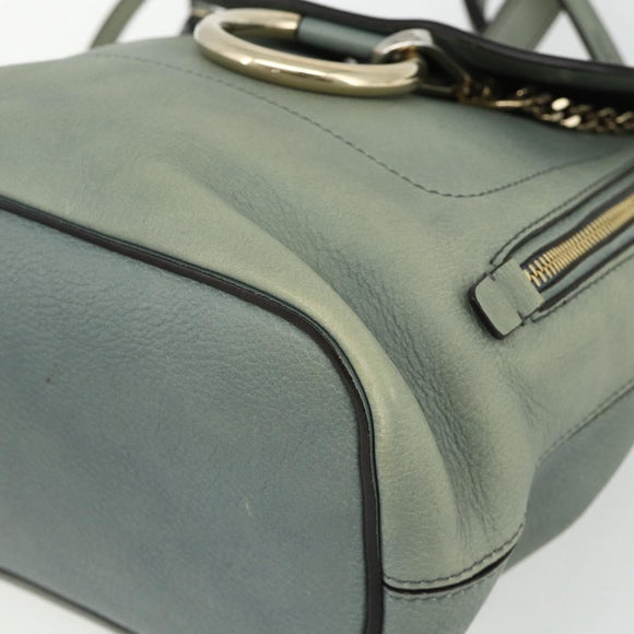Chloe Fay Backpack Suede Leather 2way Gold Light green Auth 177032