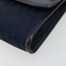 Christian Dior Trotter Canvas Chain Shoulder Bag Navy Gold Auth 177035-10