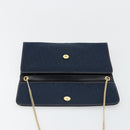 Christian Dior Trotter Canvas Chain Shoulder Bag Navy Gold Auth 177035-15