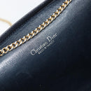 Christian Dior Trotter Canvas Chain Shoulder Bag Navy Gold Auth 177035-16