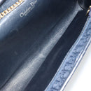 Christian Dior Trotter Canvas Chain Shoulder Bag Navy Gold Auth 177035-17