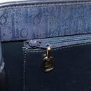 Christian Dior Trotter Canvas Chain Shoulder Bag Navy Gold Auth 177035-20