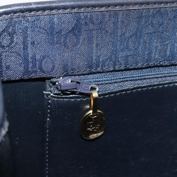 Christian Dior Trotter Canvas Chain Shoulder Bag Navy Gold Auth 177035