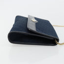Christian Dior Trotter Canvas Chain Shoulder Bag Navy Gold Auth 177035-4
