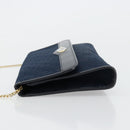 Christian Dior Trotter Canvas Chain Shoulder Bag Navy Gold Auth 177035-5