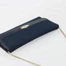 Christian Dior Trotter Canvas Chain Shoulder Bag Navy Gold Auth 177035-6