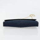 Christian Dior Trotter Canvas Chain Shoulder Bag Navy Gold Auth 177035-9