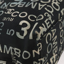 CHANEL By Sea Line Tote Bag Canvas Black Silver CC Auth 177036-16