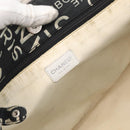CHANEL By Sea Line Tote Bag Canvas Black Silver CC Auth 177036-9