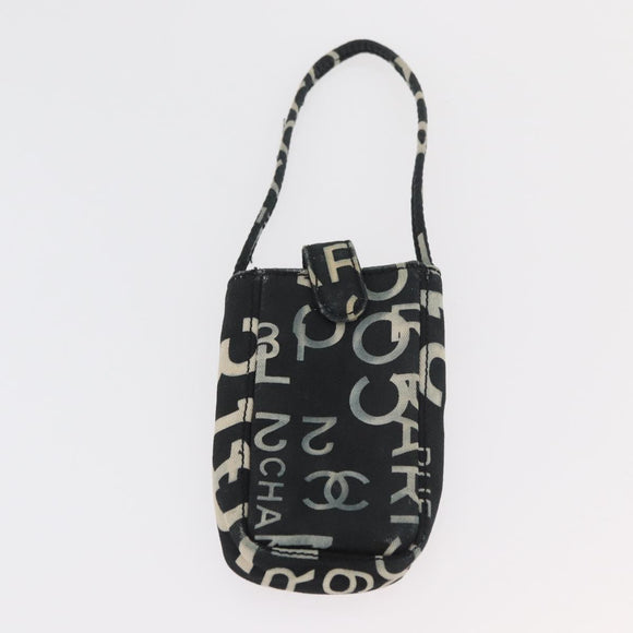 CHANEL By Sea Line Tote Bag Canvas Black Silver CC Auth 177036