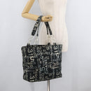 CHANEL By Sea Line Tote Bag Canvas Black Silver CC Auth 177036-24