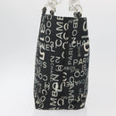 CHANEL By Sea Line Tote Bag Canvas Black Silver CC Auth 177036-4