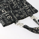 CHANEL By Sea Line Tote Bag Canvas Black Silver CC Auth 177036-6