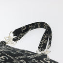 CHANEL By Sea Line Tote Bag Canvas Black Silver CC Auth 177036-14