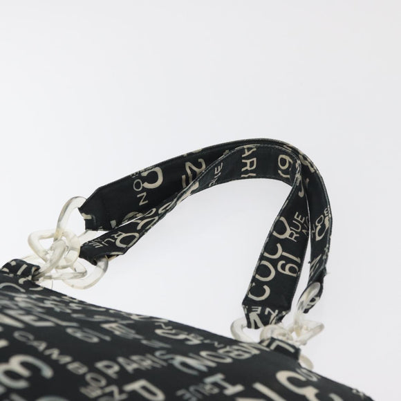 CHANEL By Sea Line Tote Bag Canvas Black Silver CC Auth 177036