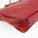 CHANEL Matelasse Ketting Schoudertas Lamsleer Rood Goud CC Auth 177037-17