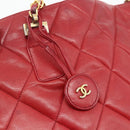 CHANEL Matelasse Ketting Schoudertas Lamsleer Rood Goud CC Auth 177037-9