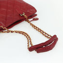 CHANEL Matelasse Ketting Schoudertas Lamsleer Rood Goud CC Auth 177037-7