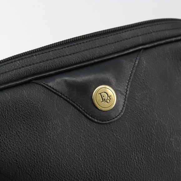 Christian Dior Honeycomb Canvas Shoulder Bag PVC Black Gold Auth 177040