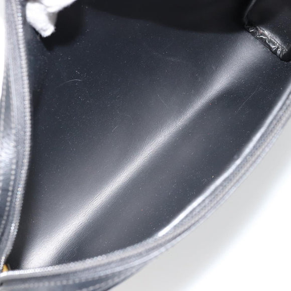 Christian Dior Honeycomb Canvas Shoulder Bag PVC Black Gold Auth 177040