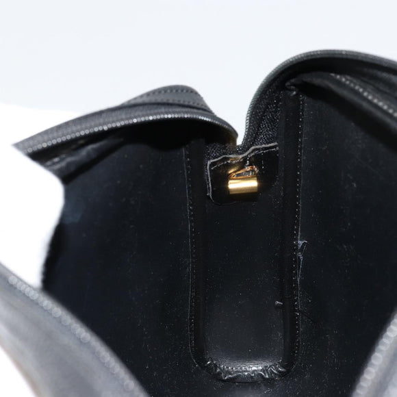 Christian Dior Honeycomb Canvas Shoulder Bag PVC Black Gold Auth 177040