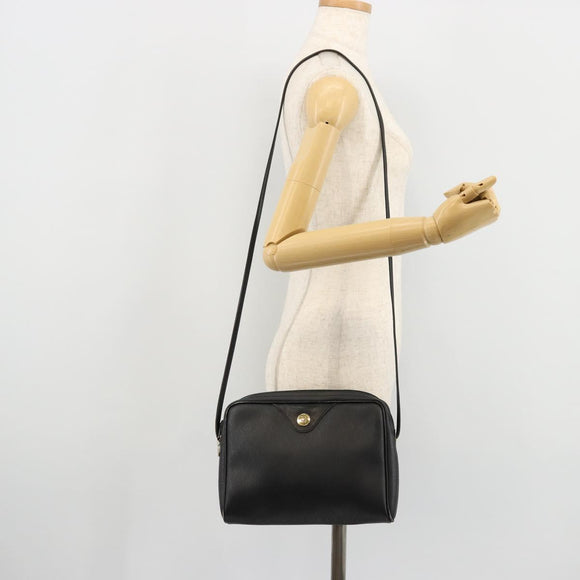 Christian Dior Honeycomb Canvas Shoulder Bag PVC Black Gold Auth 177040