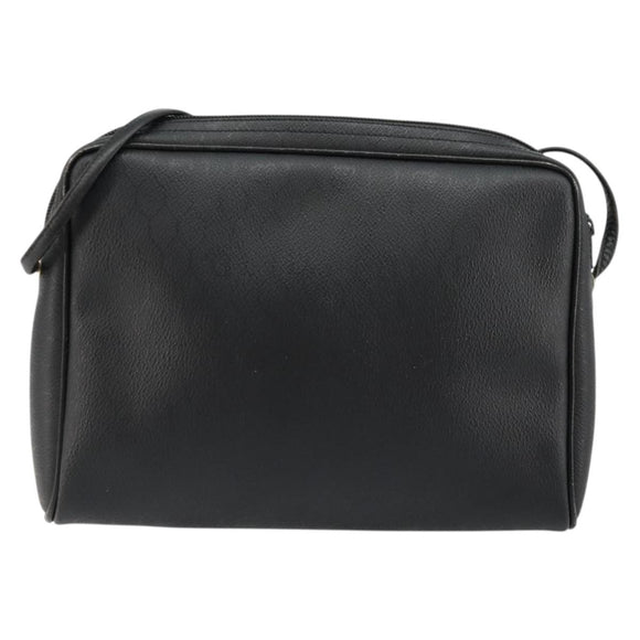 Christian Dior Honeycomb Canvas Shoulder Bag PVC Black Gold Auth 177040