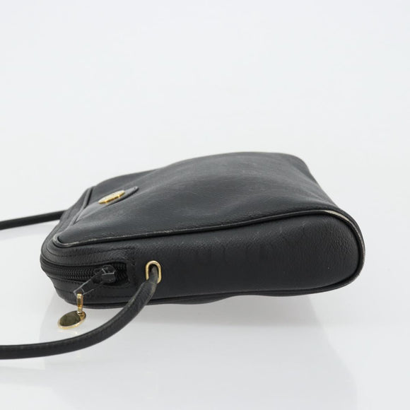 Christian Dior Honeycomb Canvas Shoulder Bag PVC Black Gold Auth 177040