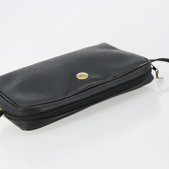 Christian Dior Honeycomb Canvas Shoulder Bag PVC Black Gold Auth 177040