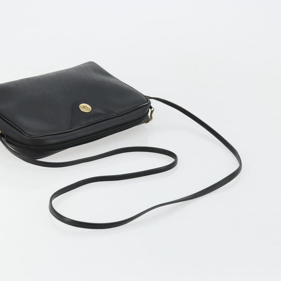 Christian Dior Honeycomb Canvas Shoulder Bag PVC Black Gold Auth 177040