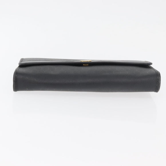 Christian Dior Honeycomb Canvas Shoulder Bag PVC Black Gold Auth 177041