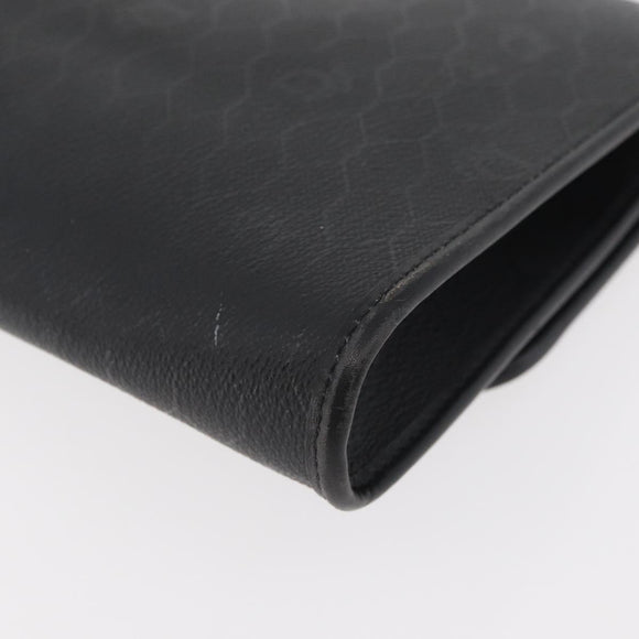 Christian Dior Honeycomb Canvas Shoulder Bag PVC Black Gold Auth 177041