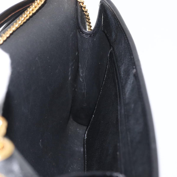 Christian Dior Honeycomb Canvas Shoulder Bag PVC Black Gold Auth 177041