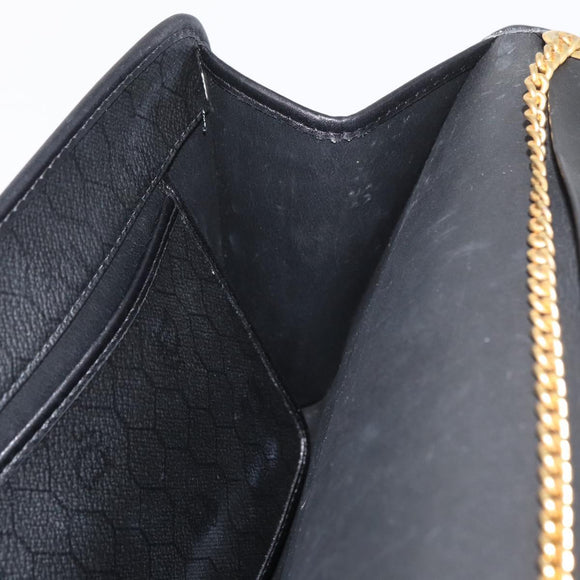 Christian Dior Honeycomb Canvas Shoulder Bag PVC Black Gold Auth 177041