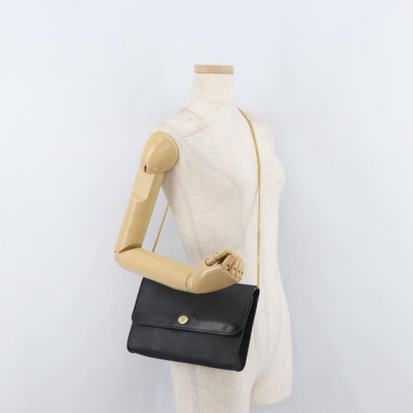 Christian Dior Honeycomb Canvas Shoulder Bag PVC Black Gold Auth 177041