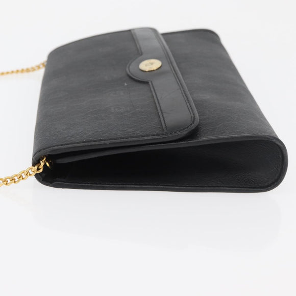 Christian Dior Honeycomb Canvas Shoulder Bag PVC Black Gold Auth 177041