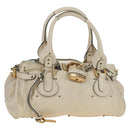Chloe Paddington Hand Bag Leather Ivory Gold Silver Auth 177043SAV-1