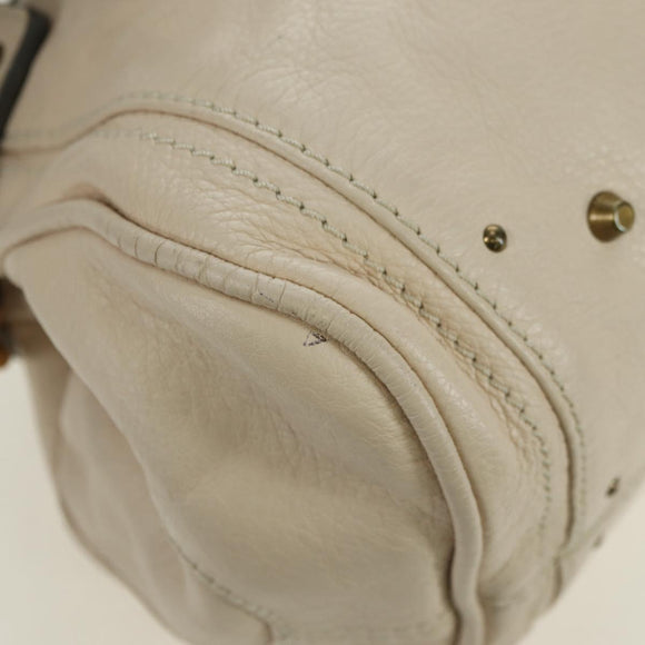 Chloe Paddington Hand Bag Leather Ivory Gold Silver Auth 177043SAV