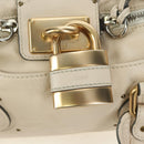 Chloe Paddington Hand Bag Leather Ivory Gold Silver Auth 177043SAV-18