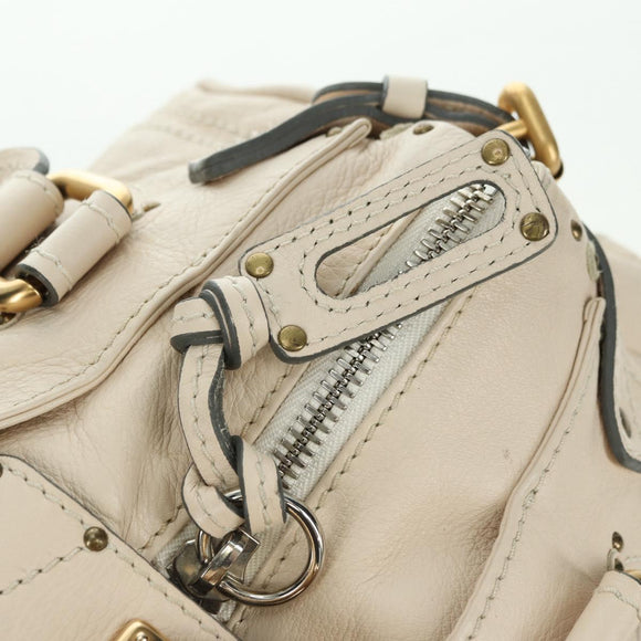 Chloe Paddington Hand Bag Leather Ivory Gold Silver Auth 177043SAV