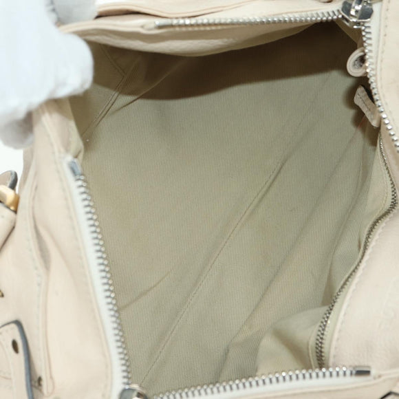 Chloe Paddington Hand Bag Leather Ivory Gold Silver Auth 177043SAV