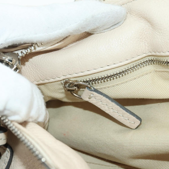 Chloe Paddington Hand Bag Leather Ivory Gold Silver Auth 177043SAV