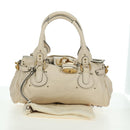 Chloe Paddington Hand Bag Leather Ivory Gold Silver Auth 177043SAV-12