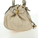 Chloe Paddington Hand Bag Leather Ivory Gold Silver Auth 177043SAV-4