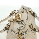 Chloe Paddington Hand Bag Leather Ivory Gold Silver Auth 177043SAV-6