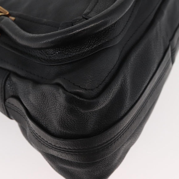 Chloe Paraty Hand Bag Leather 2way Black Gold Auth 177044A