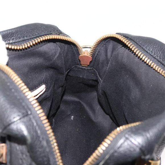 Chloe Paraty Hand Bag Leather 2way Black Gold Auth 177044A