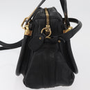 Chloe Paraty Hand Bag Leather 2way Black Gold Auth 177044A-5