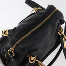 Chloe Paraty Hand Bag Leather 2way Black Gold Auth 177044A-6