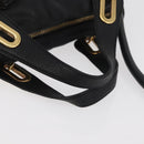 Chloe Paraty Hand Bag Leather 2way Black Gold Auth 177044A-7
